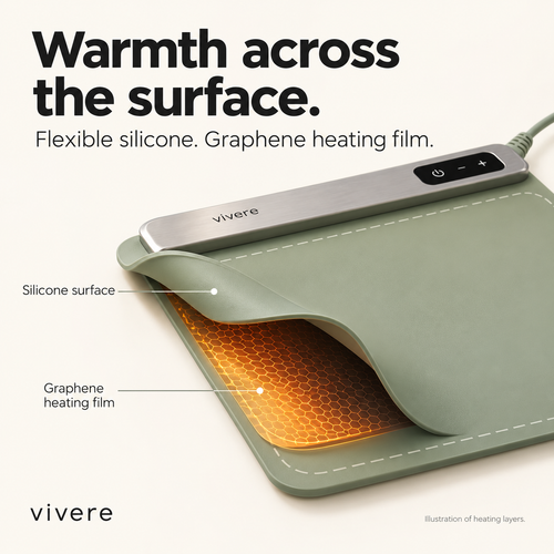 Vivere flexible silicone warming mat heating layer illustration