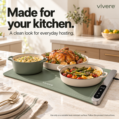 Vivere warming mat on a kitchen island