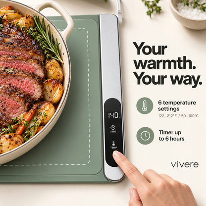 Vivere warming mat temperature and timer controls